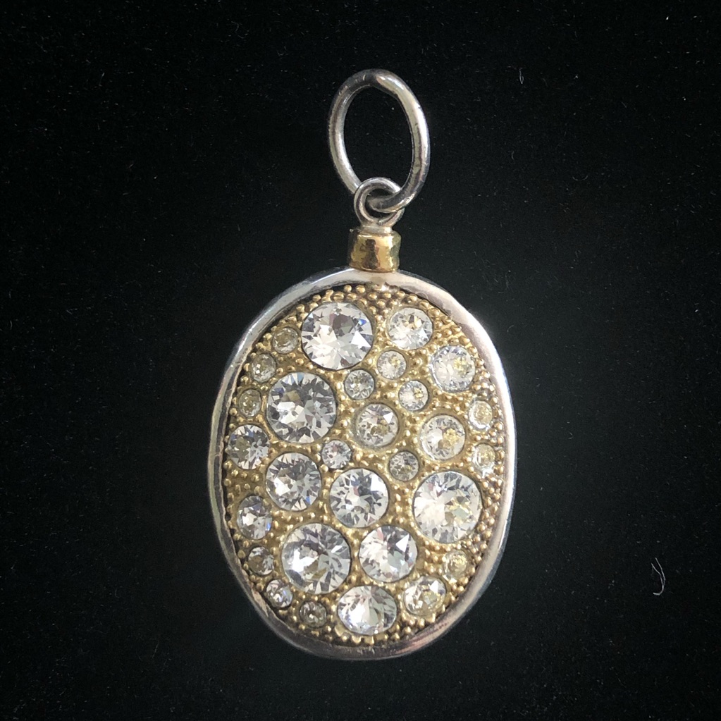 Sterling Silver Brass Swarovski Cobble Pendant Charm 925 Nickel Free Grace&Heart